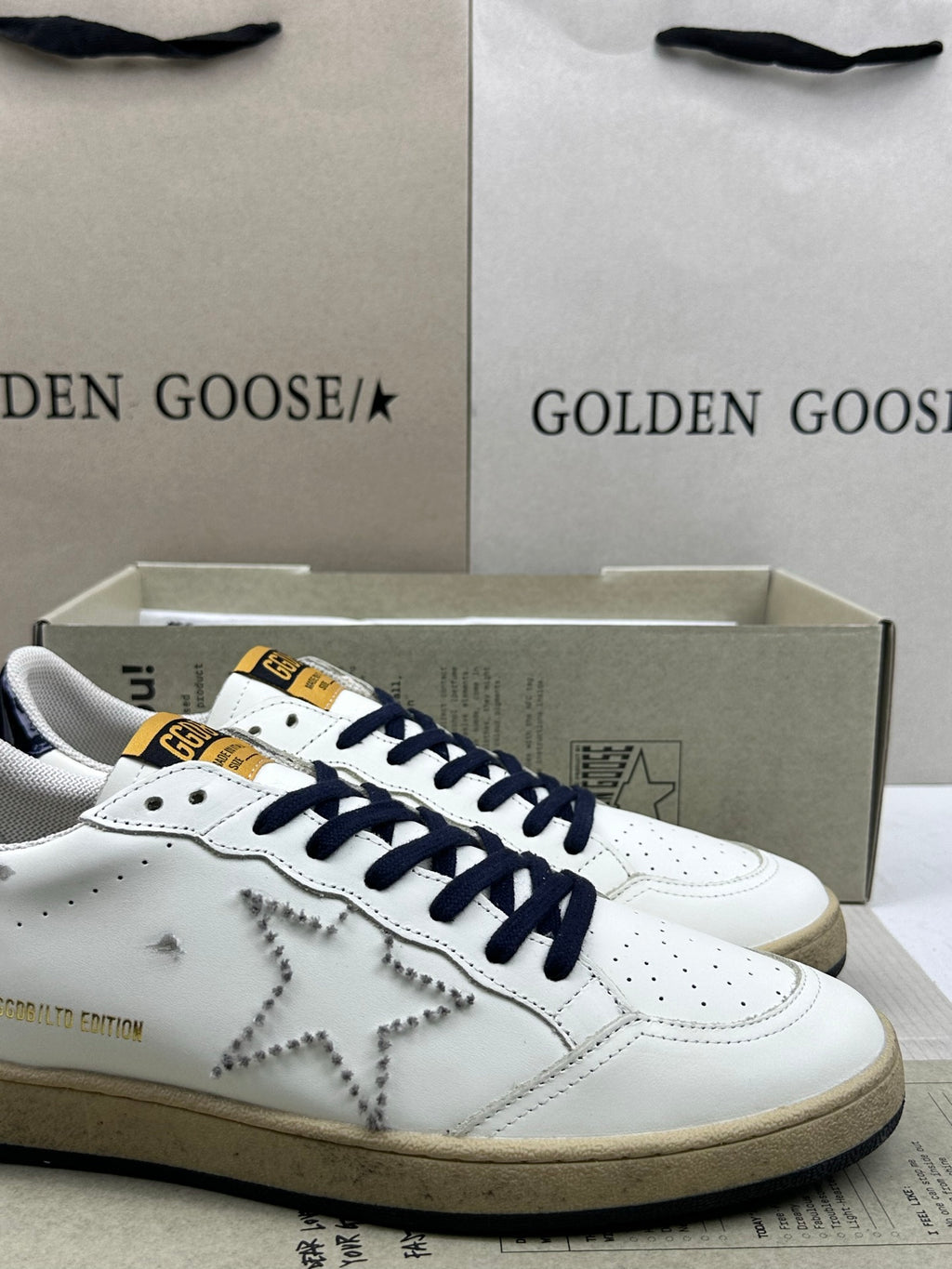 Golden Goose Ball-Star 'LTD Silver Studded Star/Black Heel Tab'