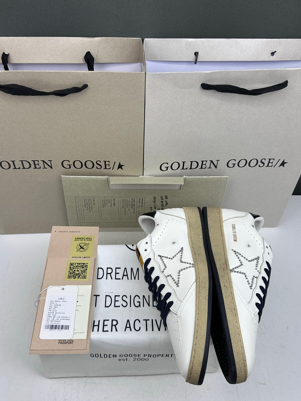 Golden Goose Ball-Star 'LTD Silver Studded Star/Black Heel Tab'