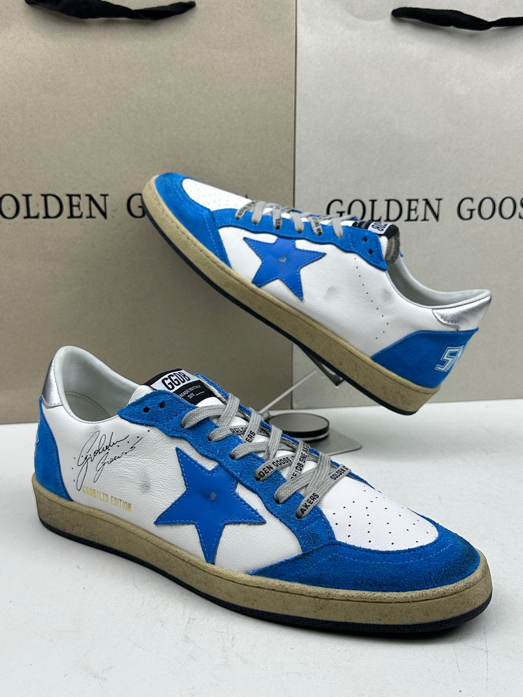 Golden Goose Ball-Star 'LTD Blue Leather Star/Silver Heel Tab'