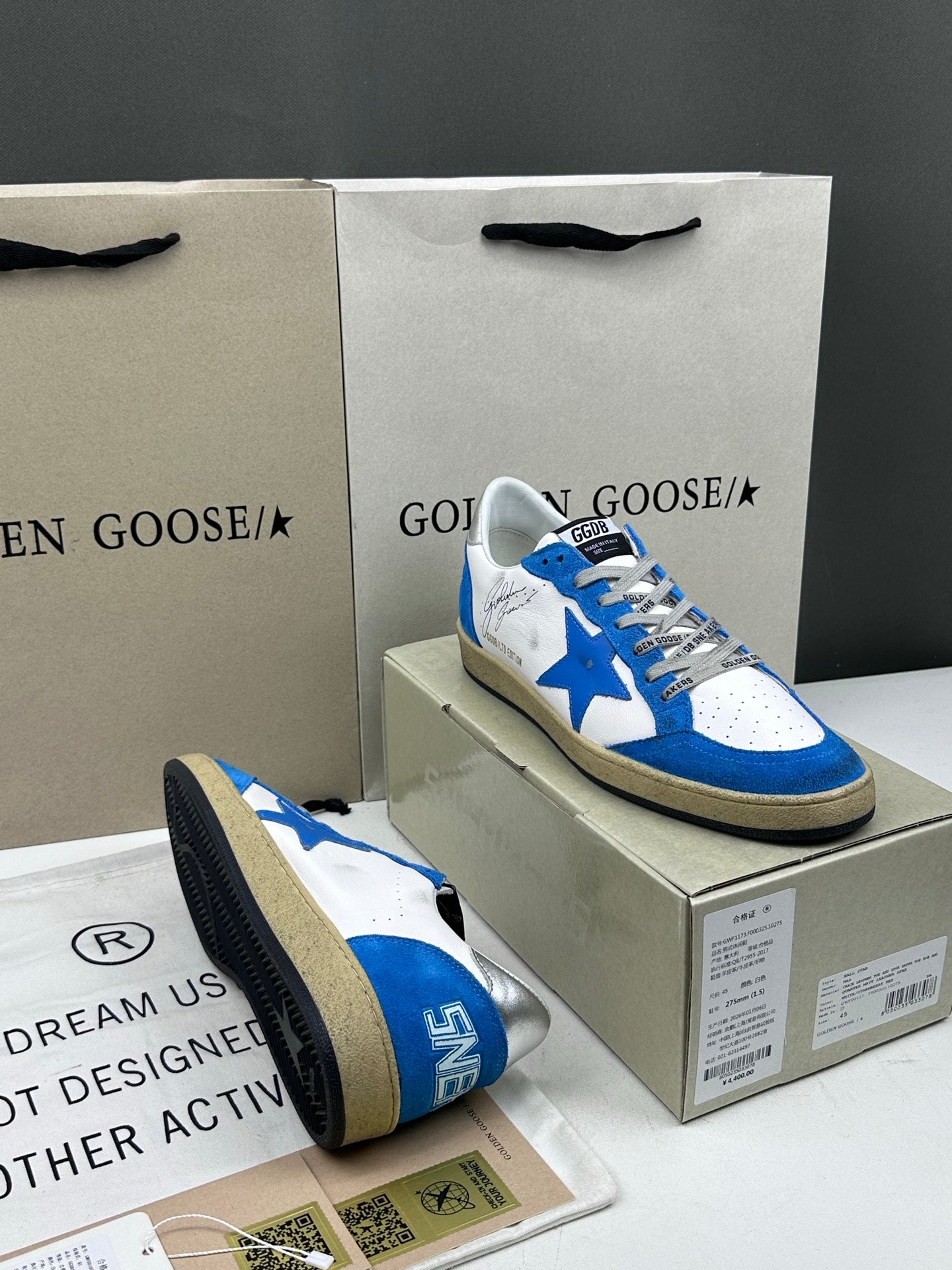 Golden Goose Ball-Star 'LTD Blue Leather Star/Silver Heel Tab'
