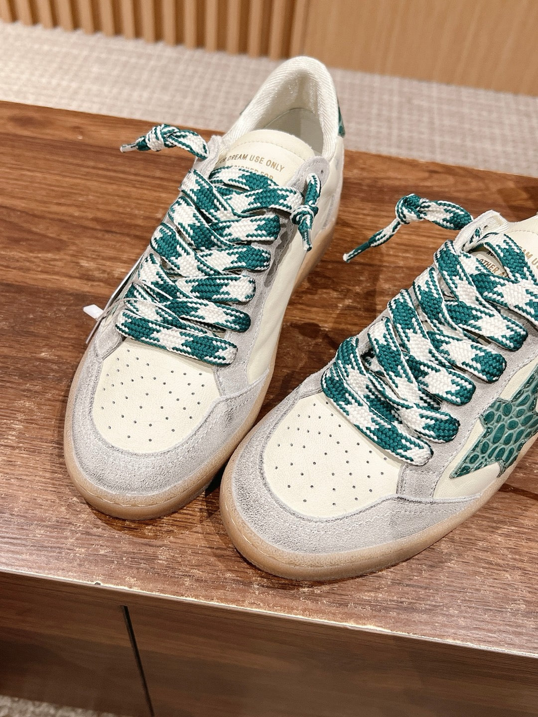 Golden Goose Ball-Star 'LTD Green Crocodile Print Star & Heel Tab'