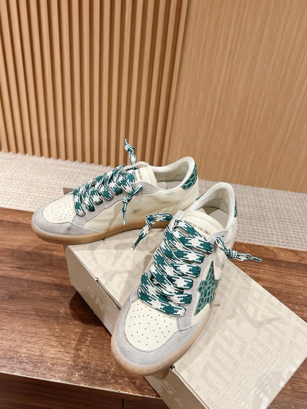Golden Goose Ball-Star 'LTD Green Crocodile Print Star & Heel Tab'