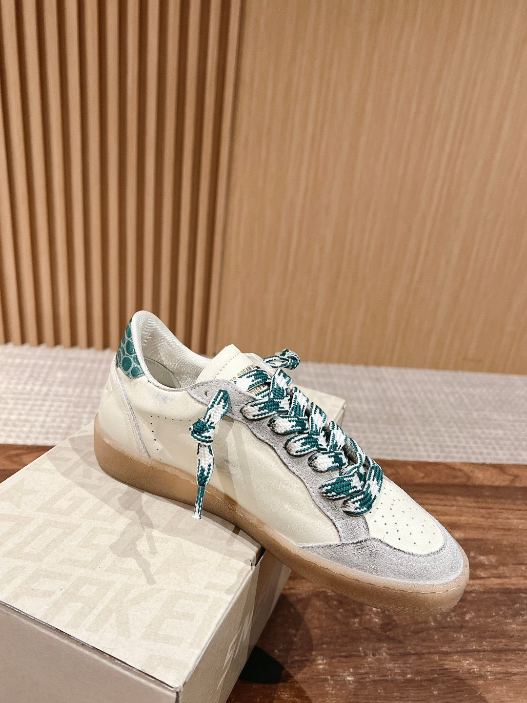 Golden Goose Ball-Star 'LTD Green Crocodile Print Star & Heel Tab'