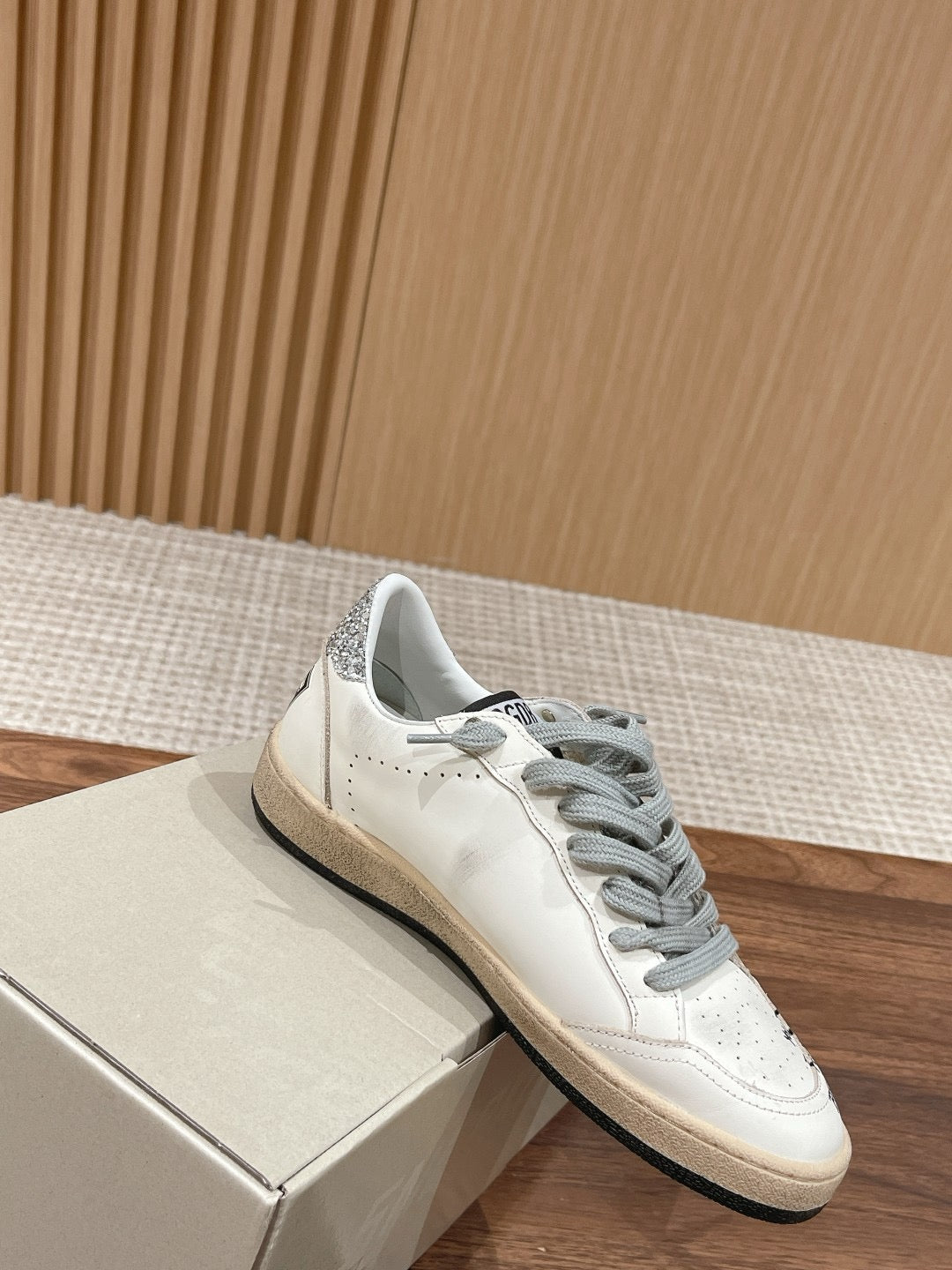 Golden Goose Ball-Star 'Silver Glitter Star & Heel Tab'