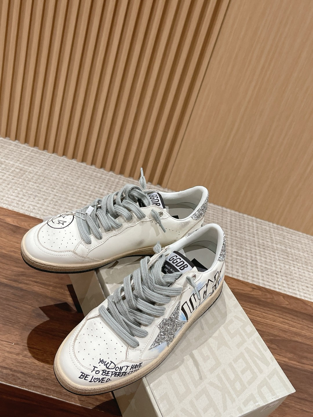 Golden Goose Ball-Star 'Silver Glitter Star & Heel Tab'