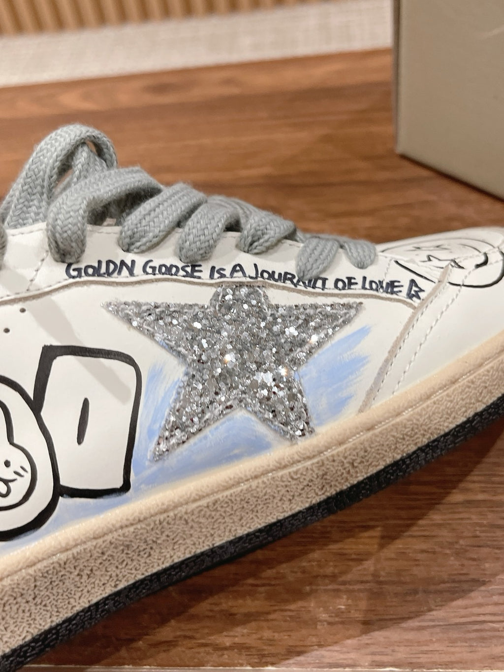 Golden Goose Ball-Star 'Silver Glitter Star & Heel Tab'