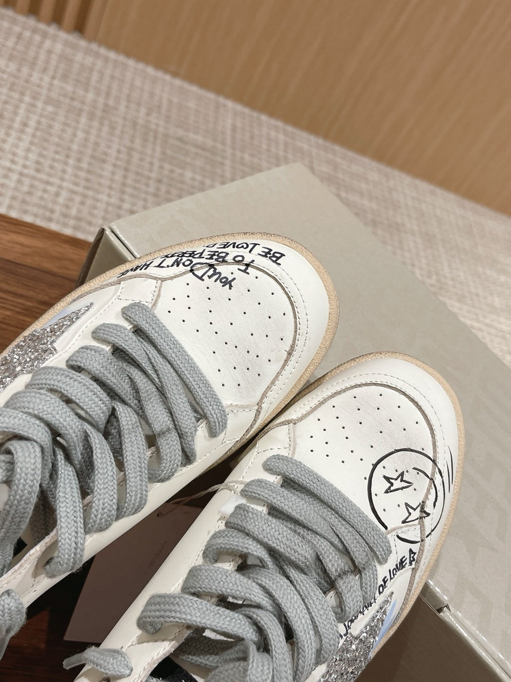 Golden Goose Ball-Star 'Silver Glitter Star & Heel Tab'