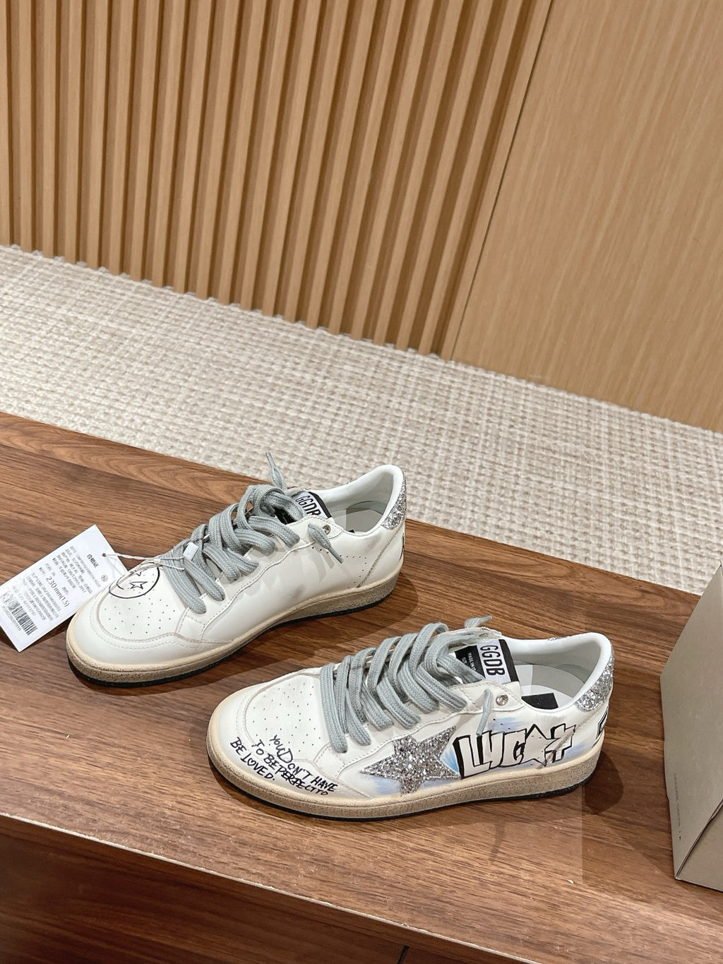 Golden Goose Ball-Star 'Silver Glitter Star & Heel Tab'