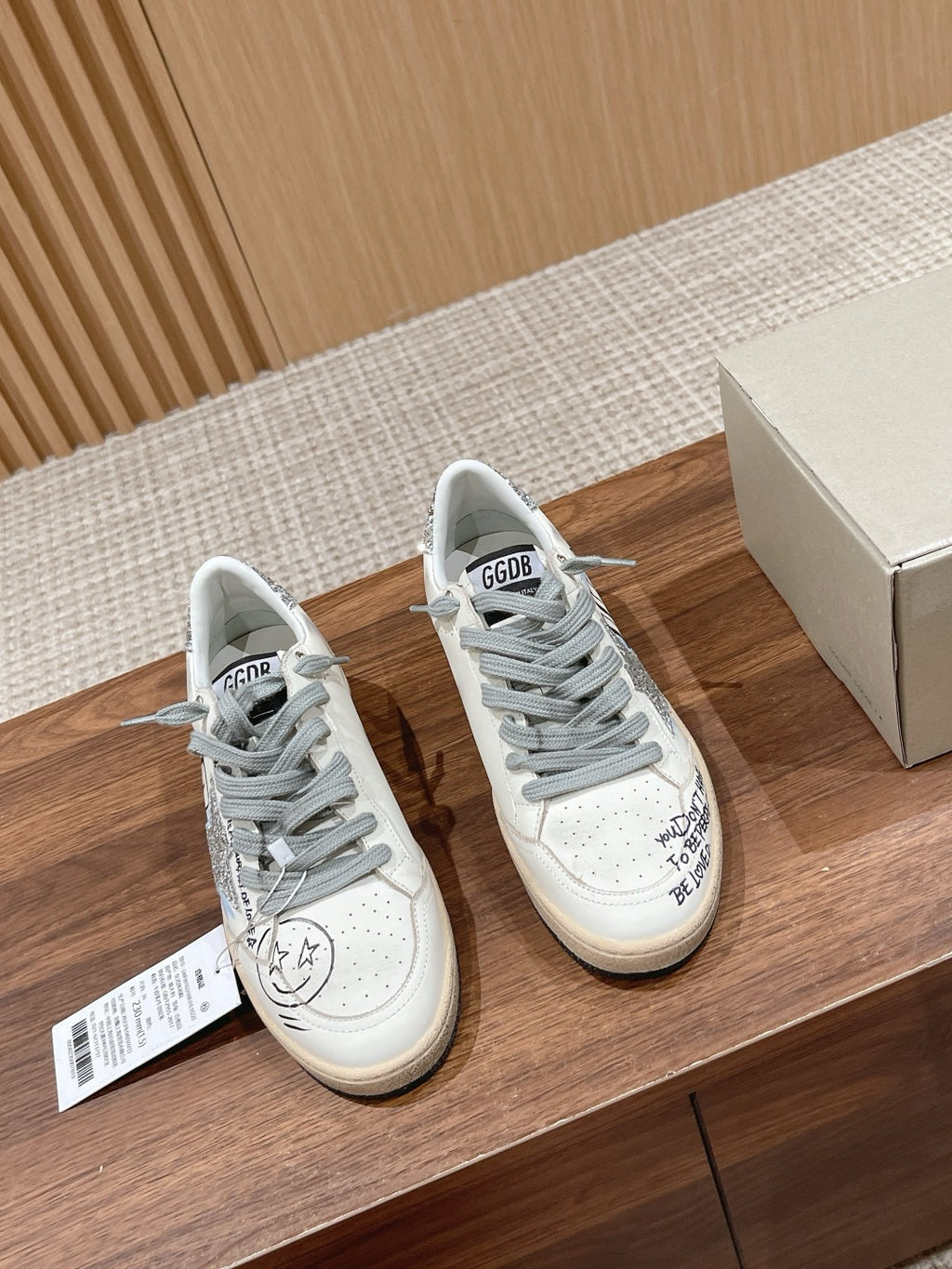 Golden Goose Ball-Star 'Silver Glitter Star & Heel Tab'