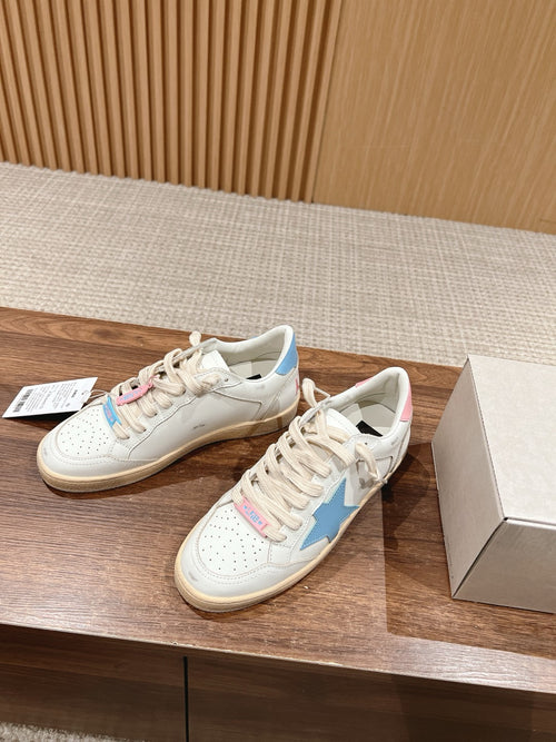 Golden Goose Ball-Star 'Pink Star/Baby Blue Heel Tab'