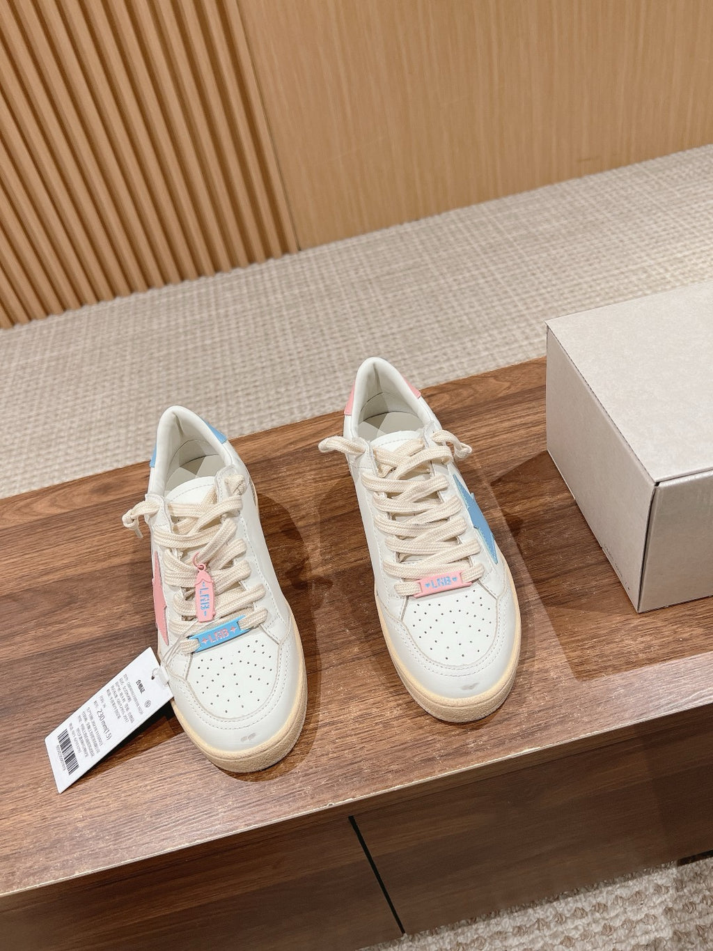 Golden Goose Ball-Star 'Pink Star/Baby Blue Heel Tab'