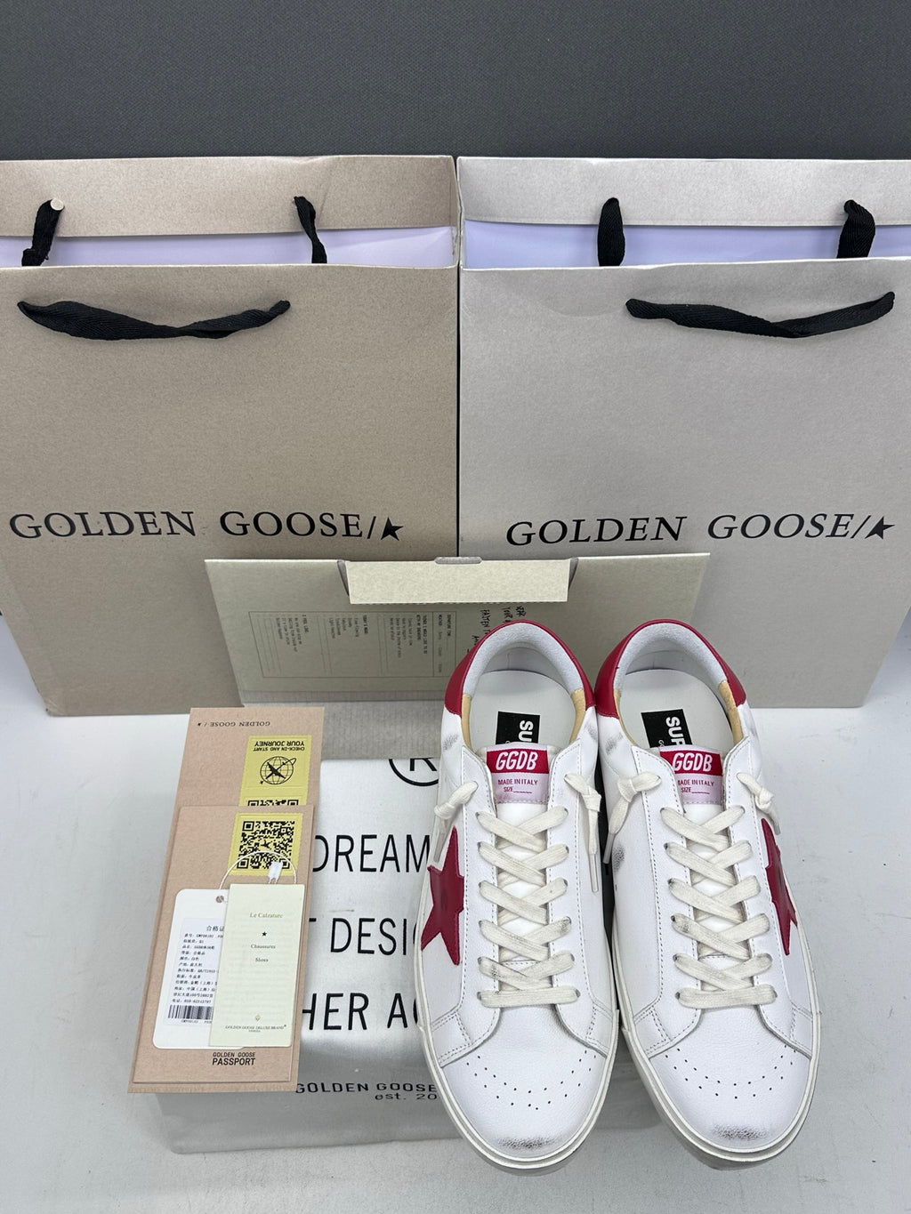 Golden Goose Super-Star 'Red Leather Star & Heel Tab'