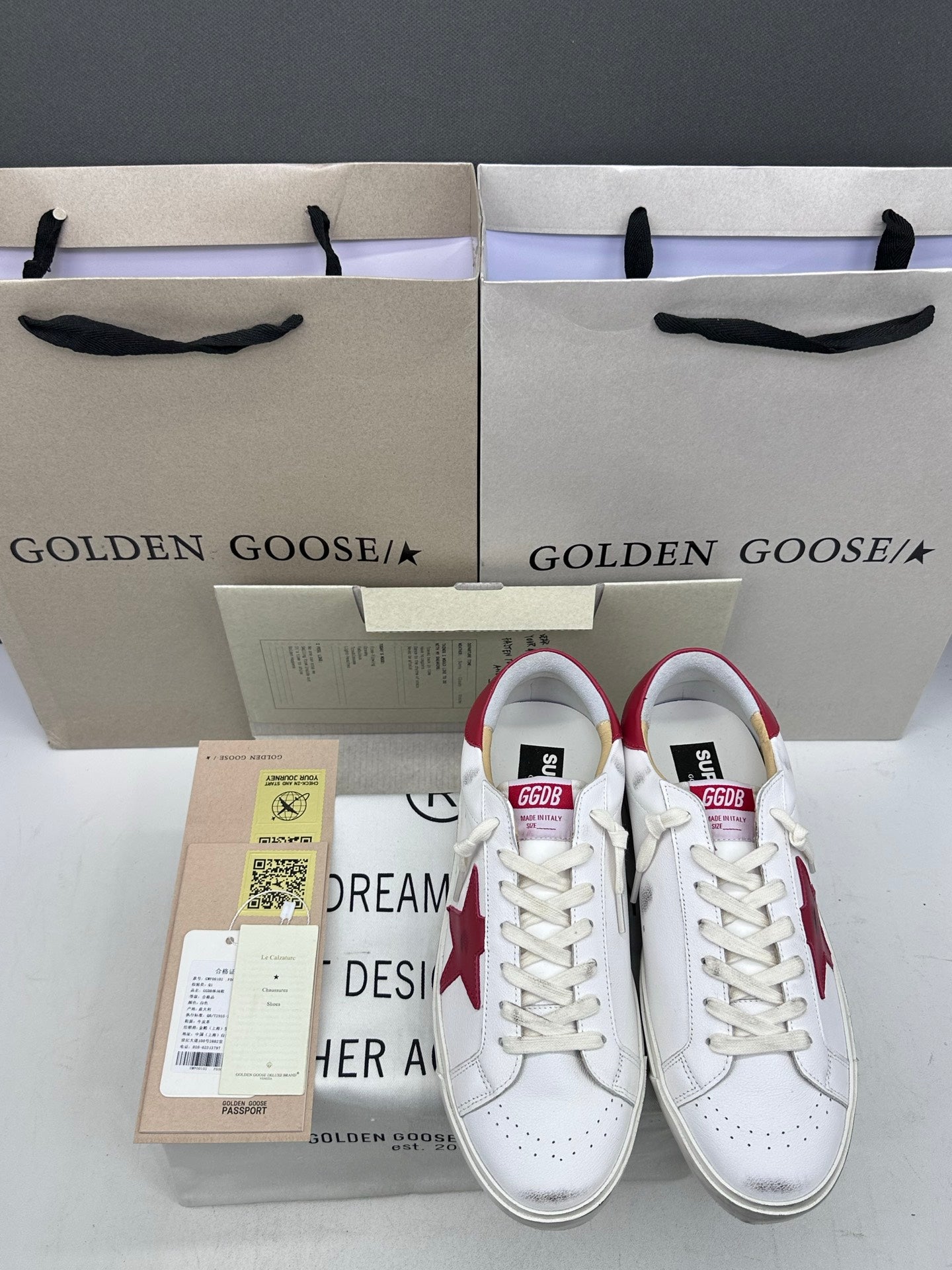 Golden Goose Super-Star 'Red Leather Star & Heel Tab'