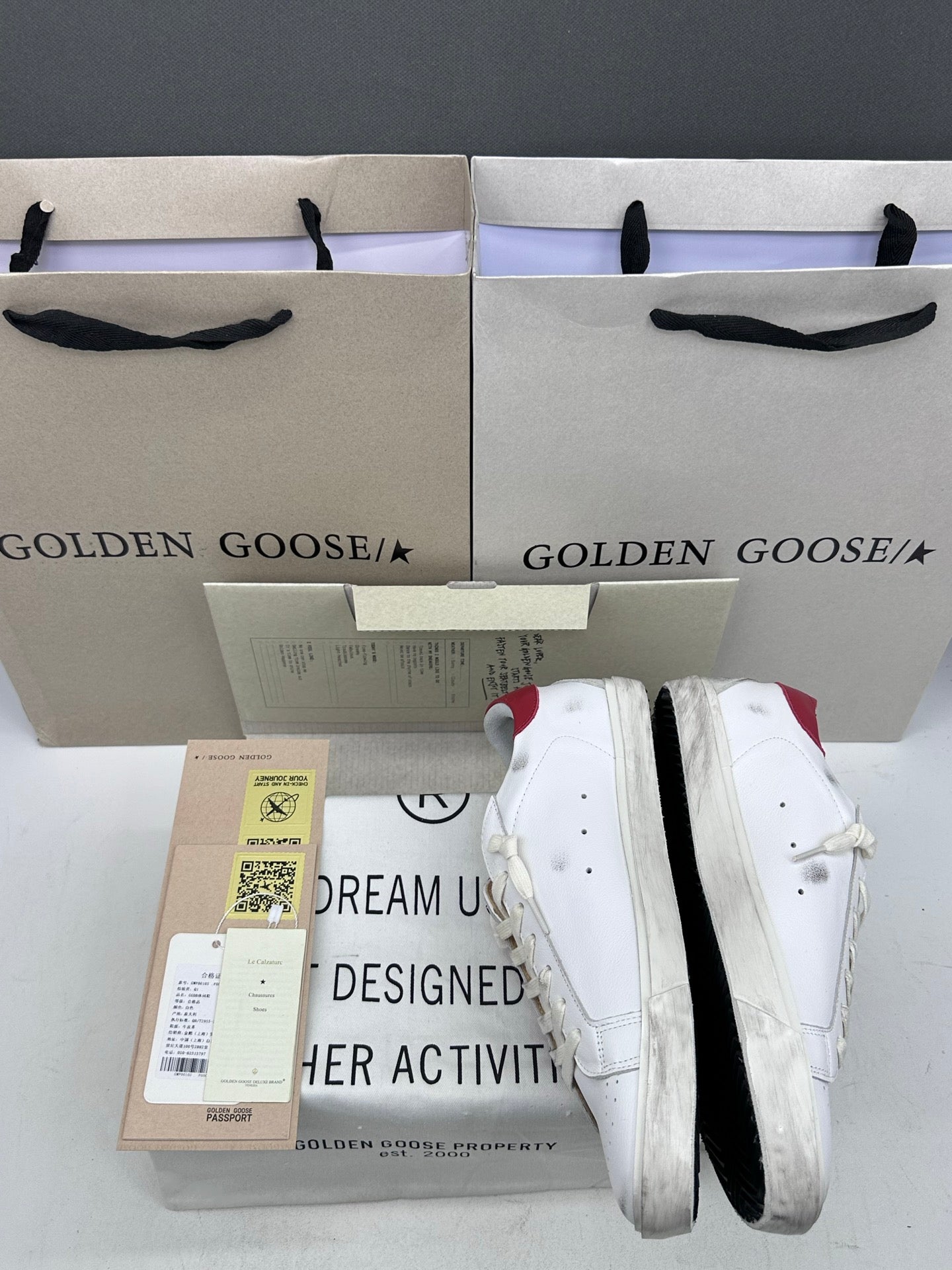 Golden Goose Super-Star 'Red Leather Star & Heel Tab'