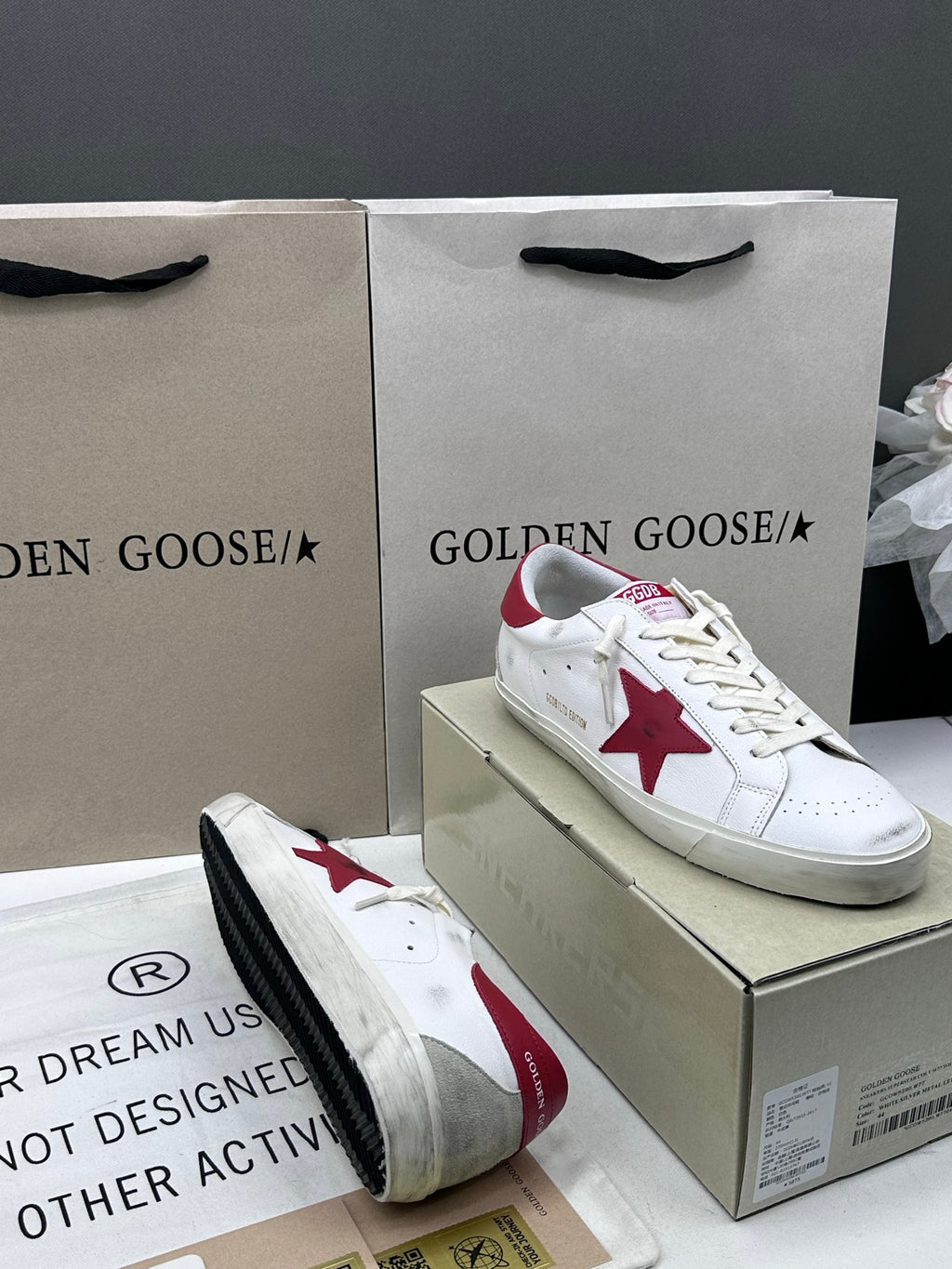 Golden Goose Super-Star 'Red Leather Star & Heel Tab'