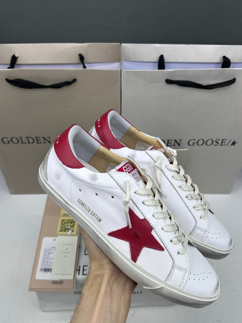 Golden Goose Super-Star 'Red Leather Star & Heel Tab'