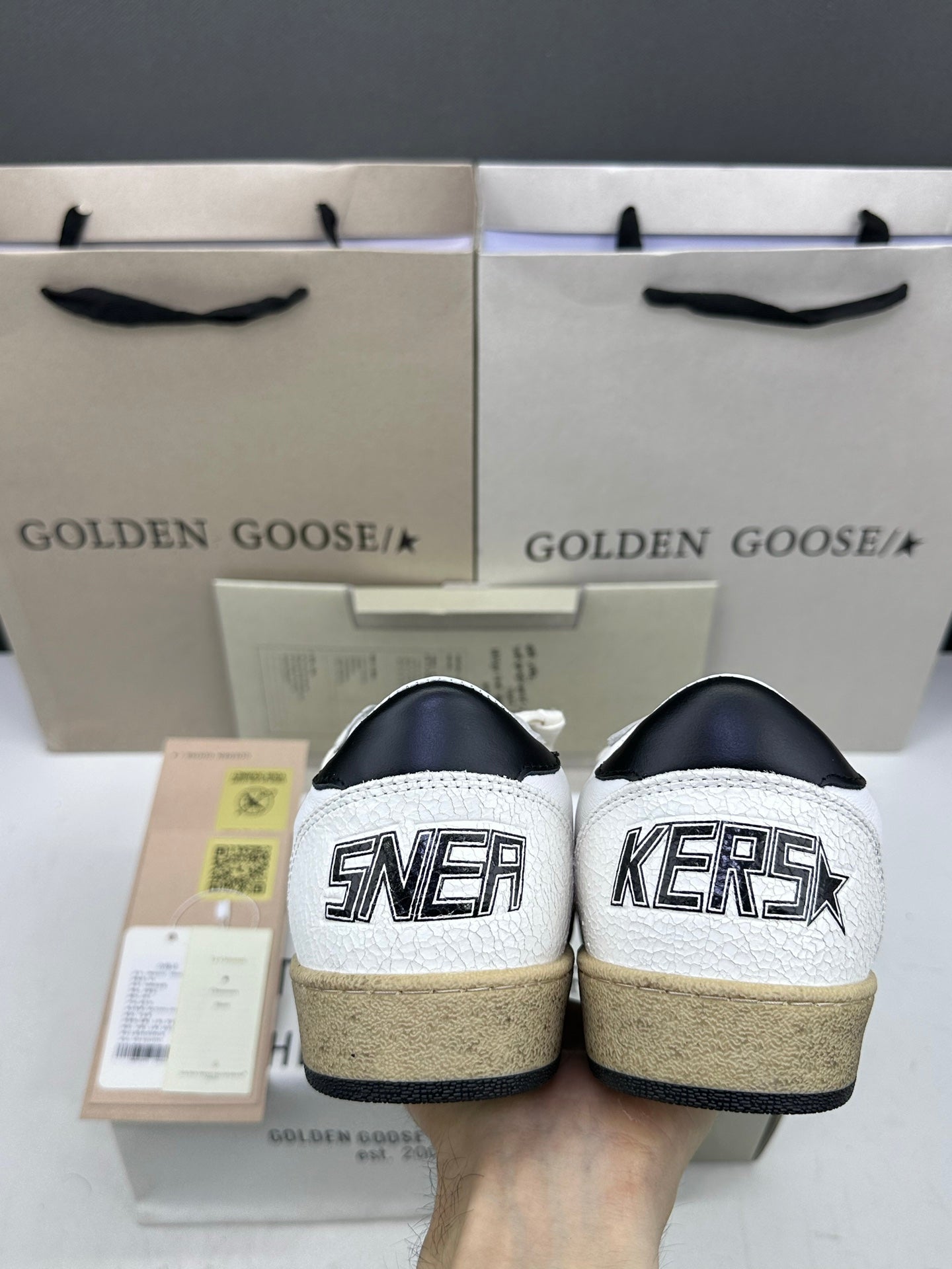 Golden Goose Ball-Star 'Grey Suede Star/Black Heel Tab'