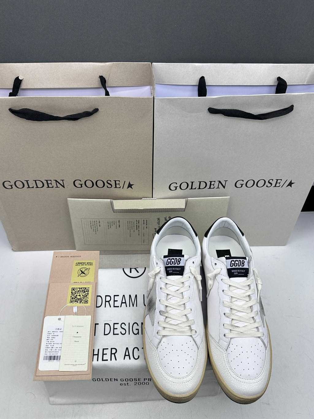 Golden Goose Ball-Star 'Grey Suede Star/Black Heel Tab'