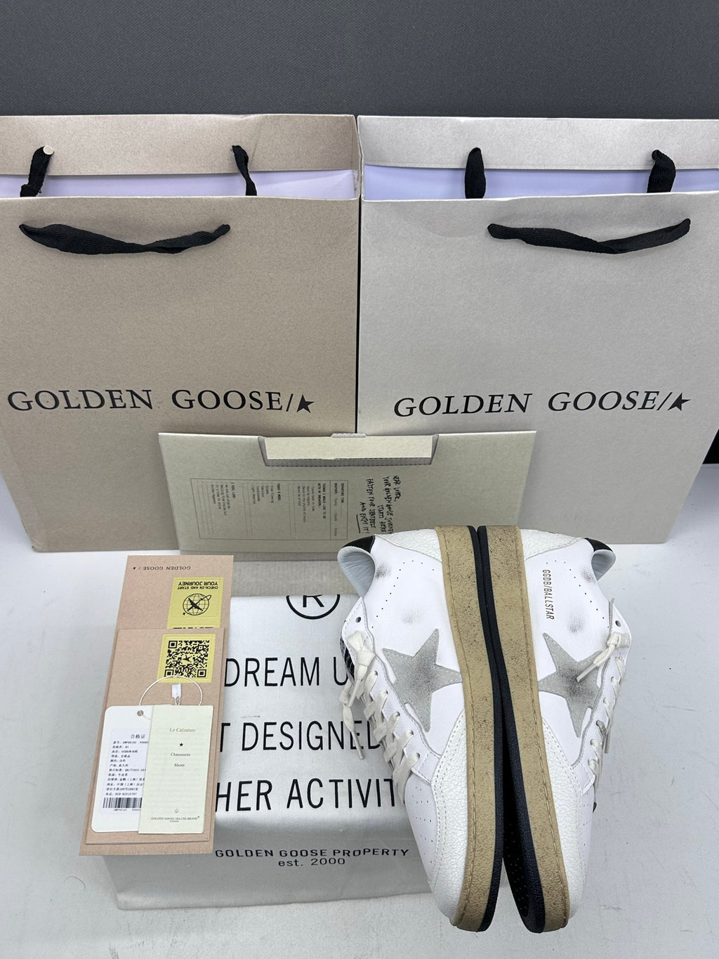 Golden Goose Ball-Star 'Grey Suede Star/Black Heel Tab'