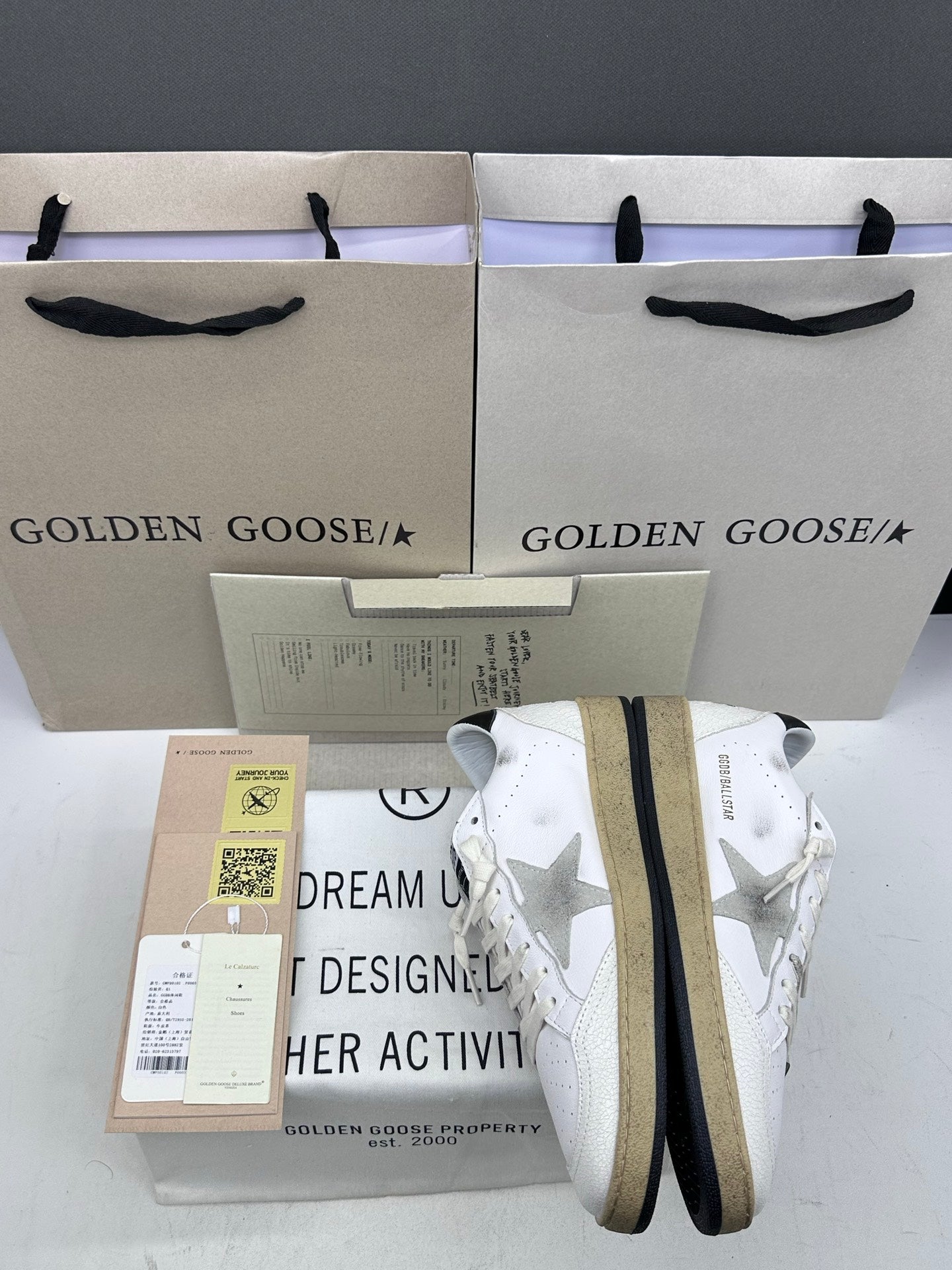 Golden Goose Ball-Star 'Grey Suede Star/Black Heel Tab'