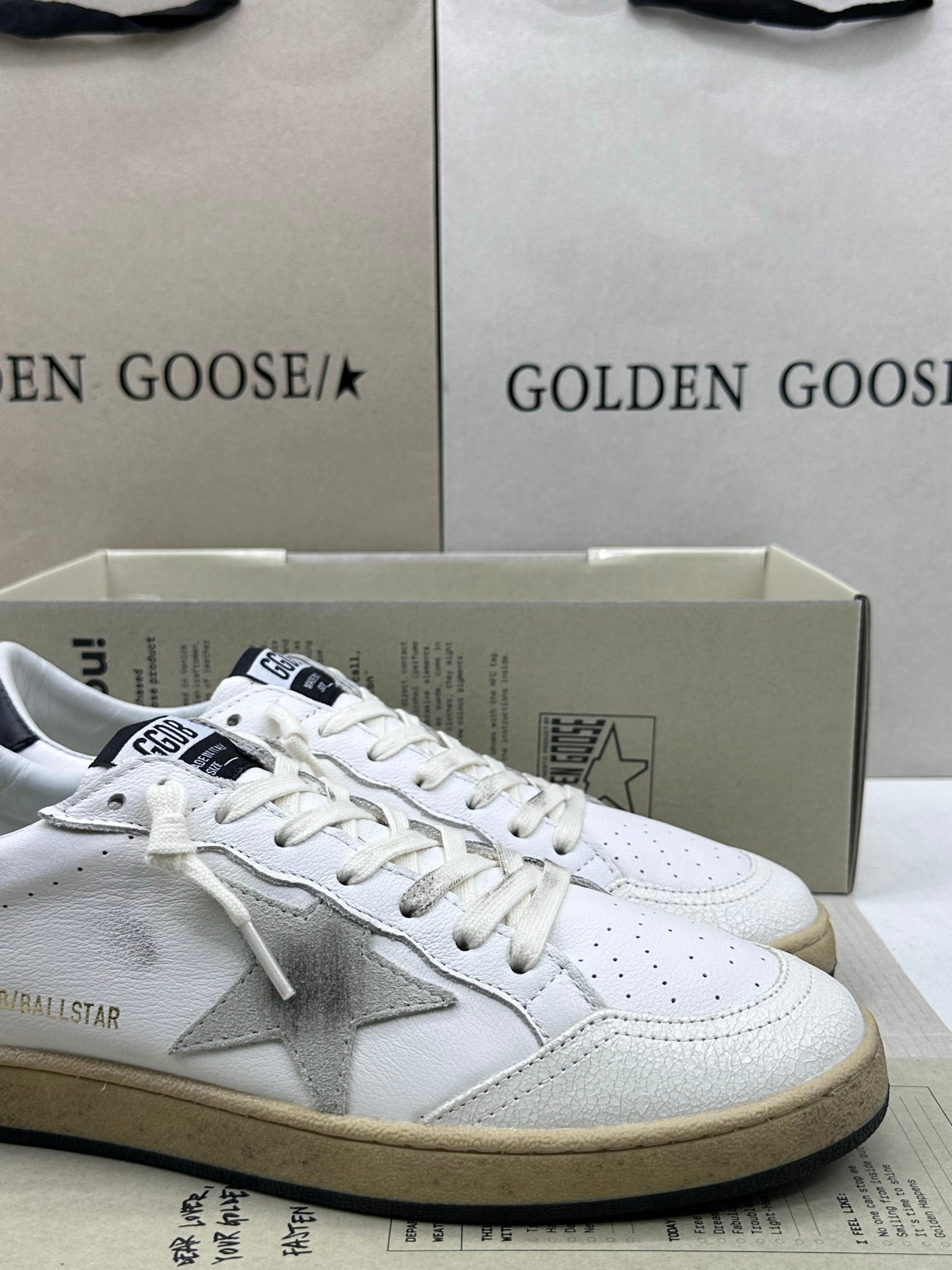 Golden Goose Ball-Star 'Grey Suede Star/Black Heel Tab'