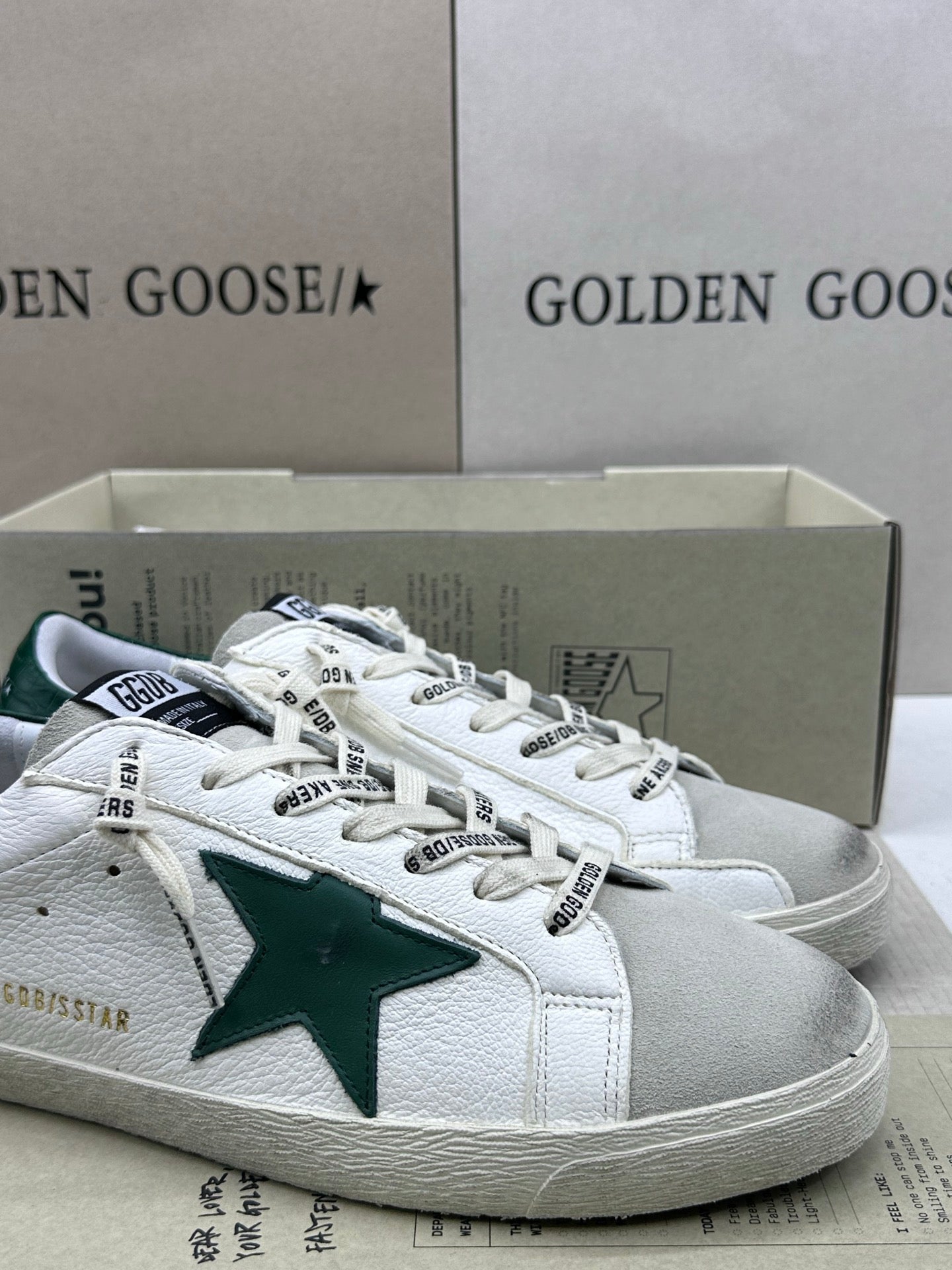 Golden Goose Super-Star 'Green Leather Star/Green Crocodile Heel Tab'