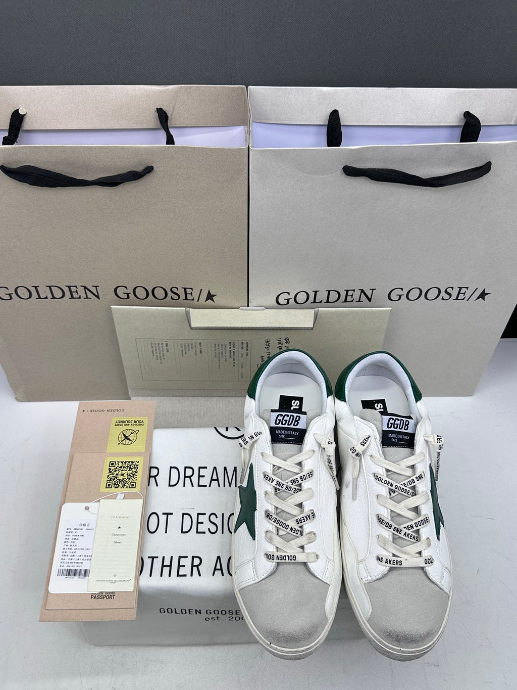 Golden Goose Super-Star 'Green Leather Star/Green Crocodile Heel Tab'