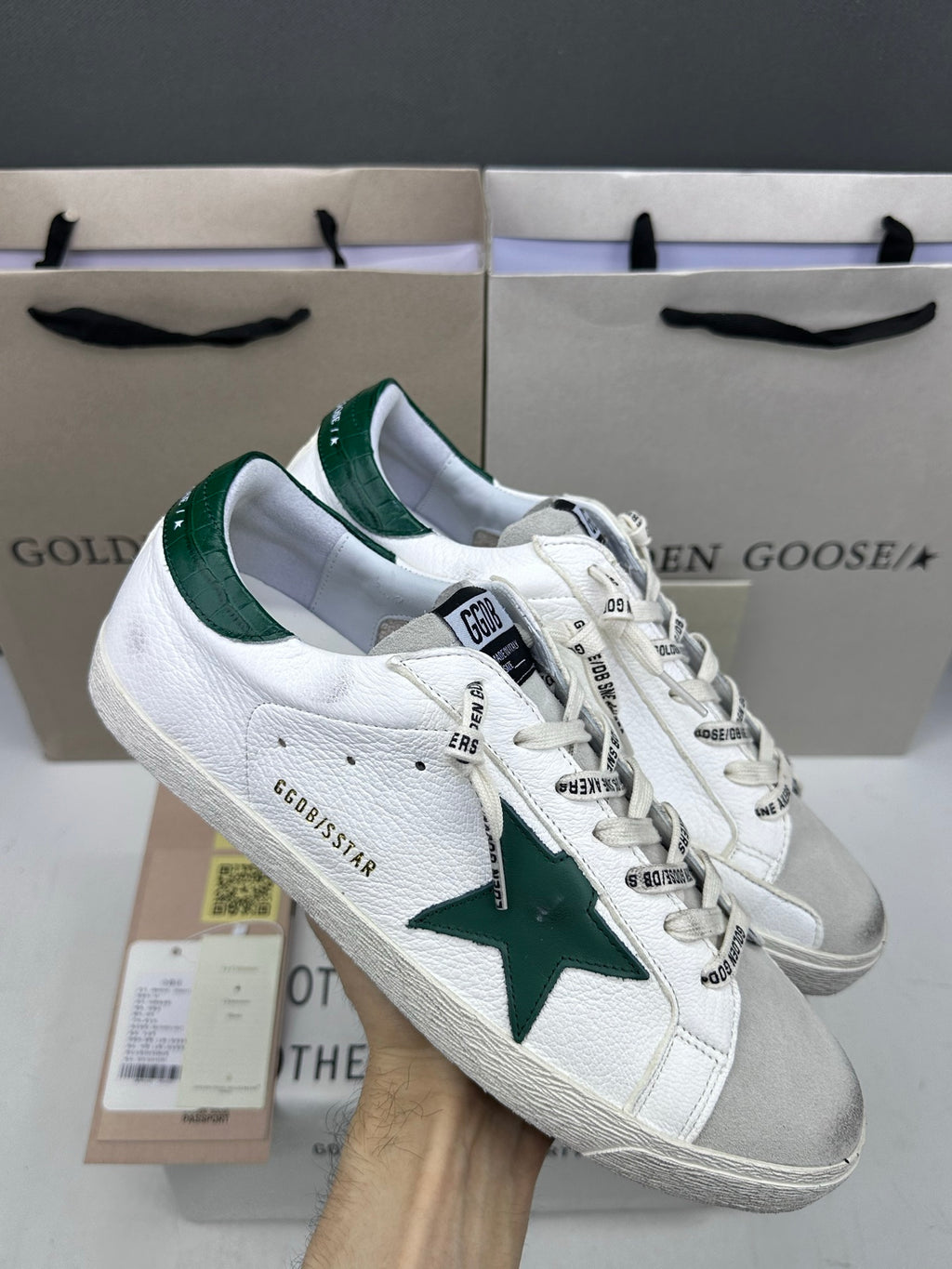 Golden Goose Super-Star 'Green Leather Star/Green Crocodile Heel Tab'