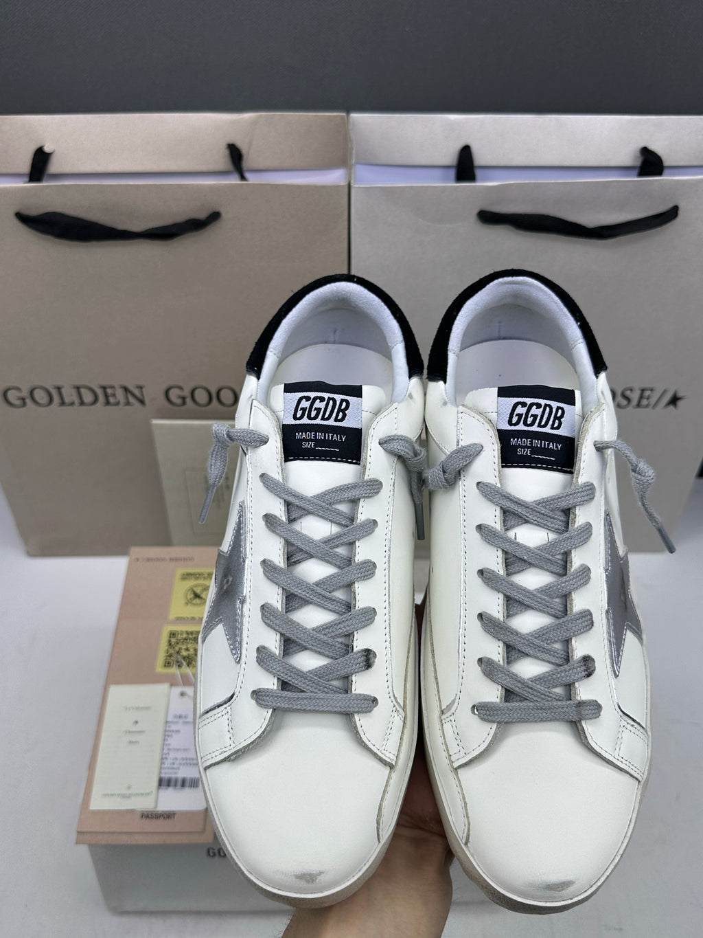 Golden Goose Super-Star 'Silver Star/Suede Black Heel Tab'