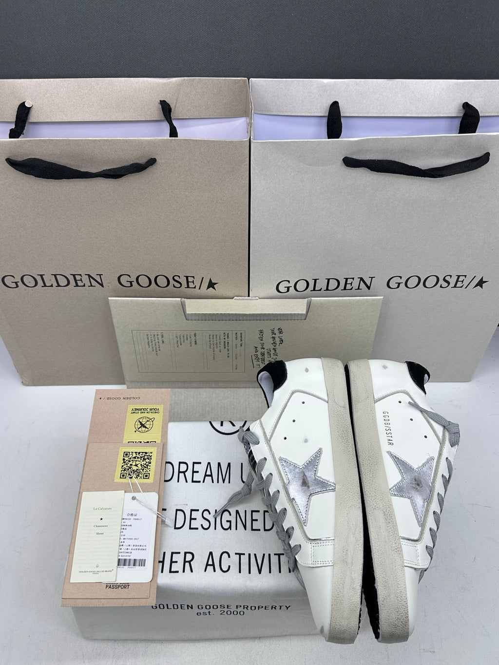 Golden Goose Super-Star 'Silver Star/Suede Black Heel Tab'