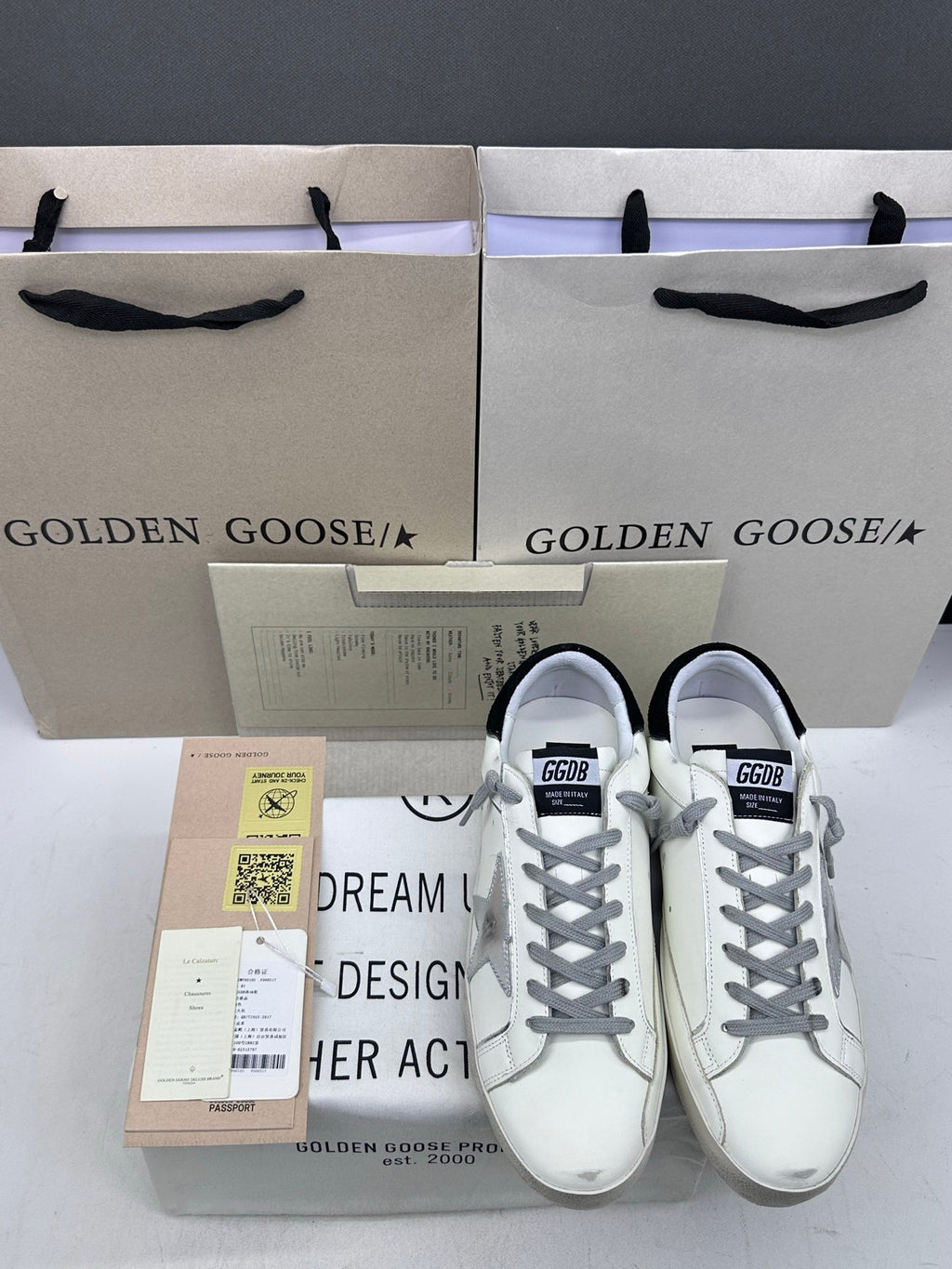 Golden Goose Super-Star 'Silver Star/Suede Black Heel Tab'