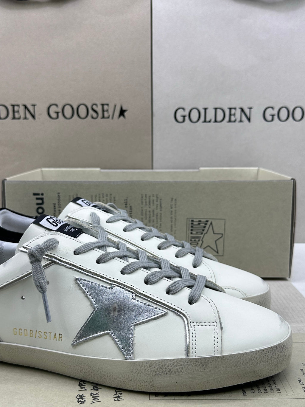 Golden Goose Super-Star 'Silver Star/Suede Black Heel Tab'