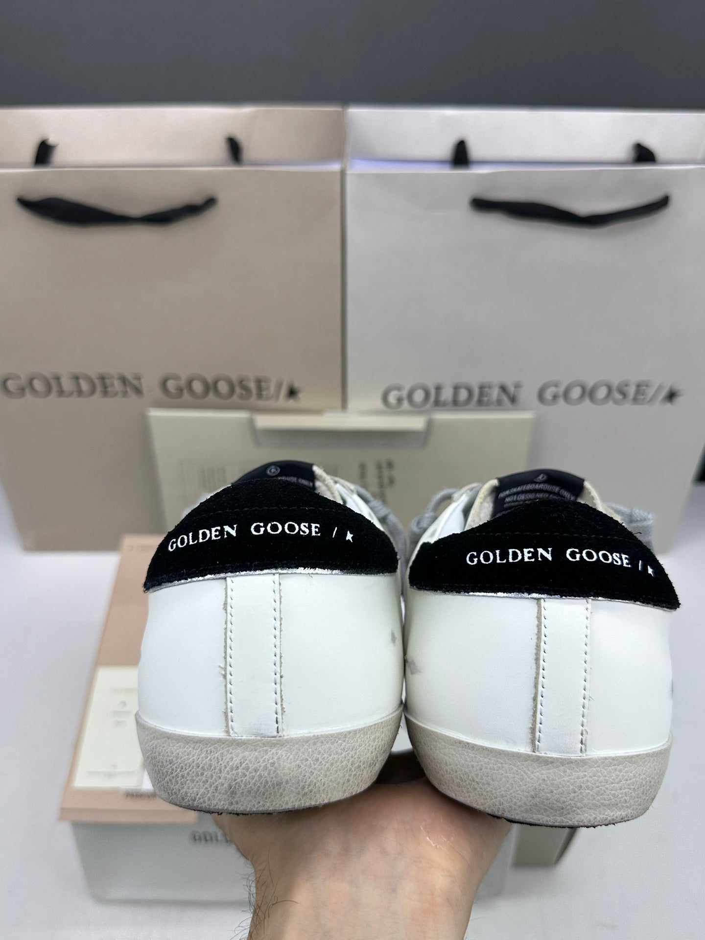 Golden Goose Super-Star 'Silver Star/Suede Black Heel Tab'