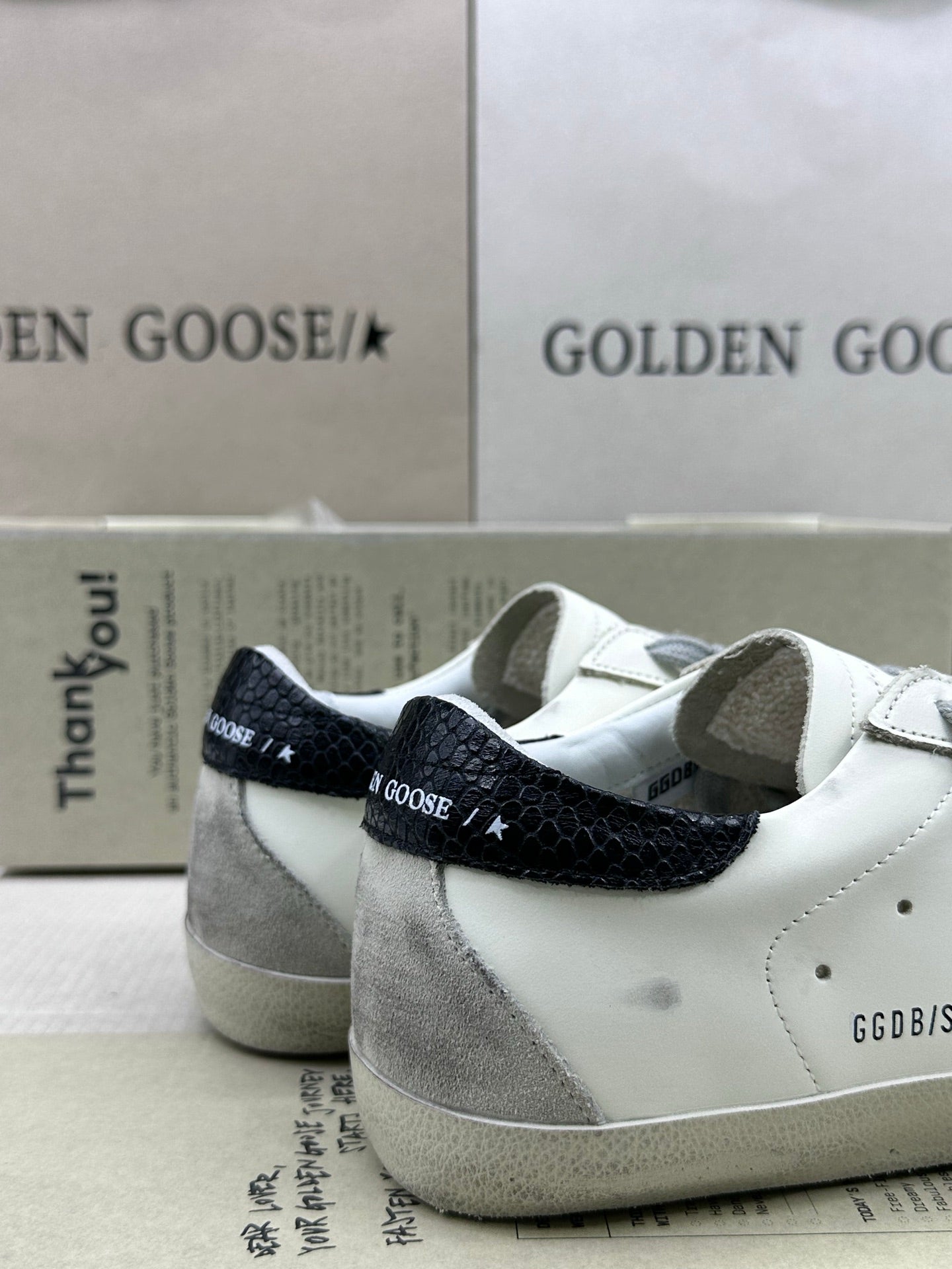 Golden Goose Super-Star 'Suede Grey Star/Textured Black Heel Tab'
