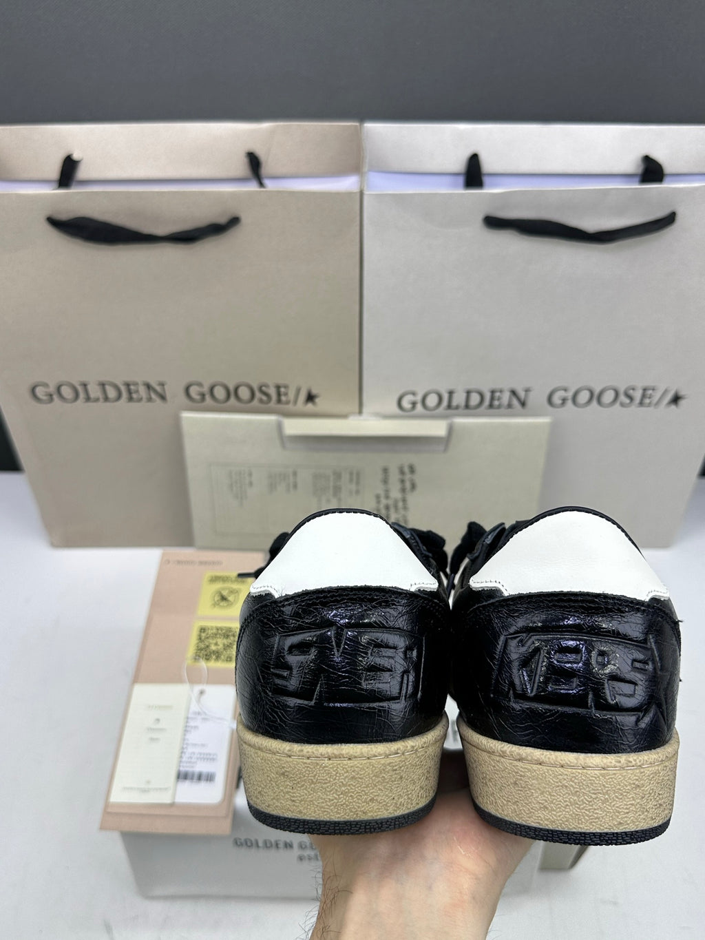 Golden Goose Ball-Star 'Black Cracked Leather White Star & Tab'
