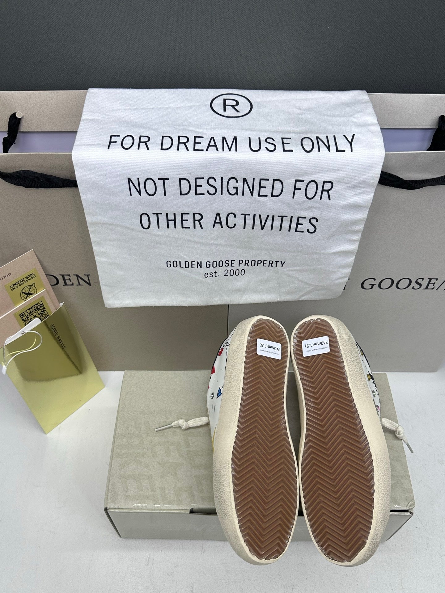 Golden Goose Super-Star 'White Leather With Graffiti Doodles Blue Star/Black Tab'
