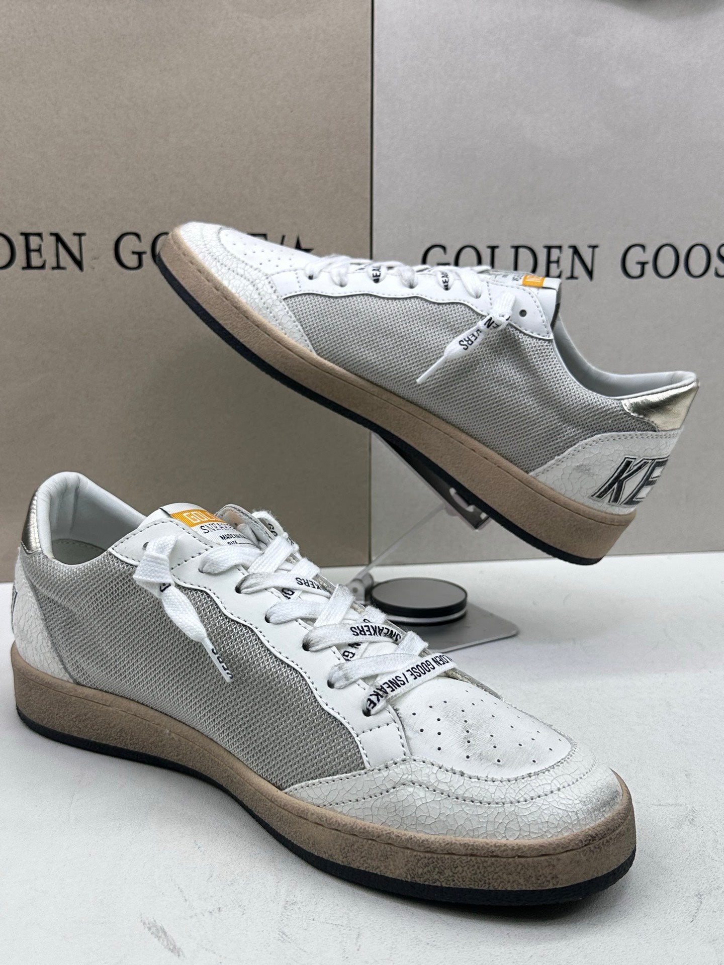 Golden Goose Ball-Star 'Mesh Signature Leather Red Star Gold Tab'