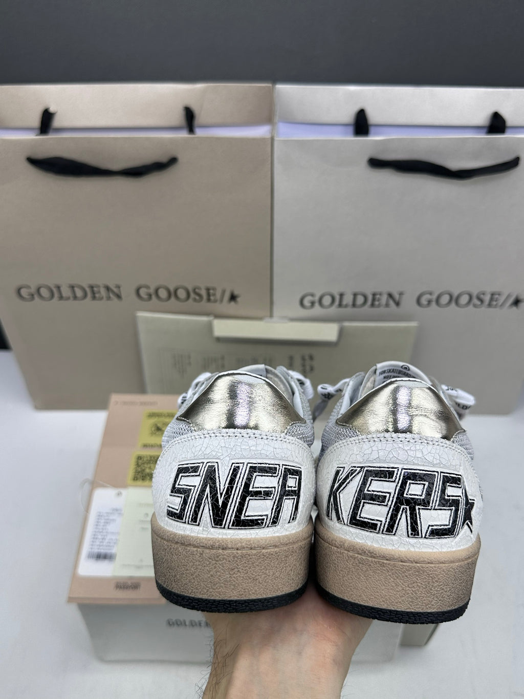Golden Goose Ball-Star 'Mesh Signature Leather Red Star Gold Tab'