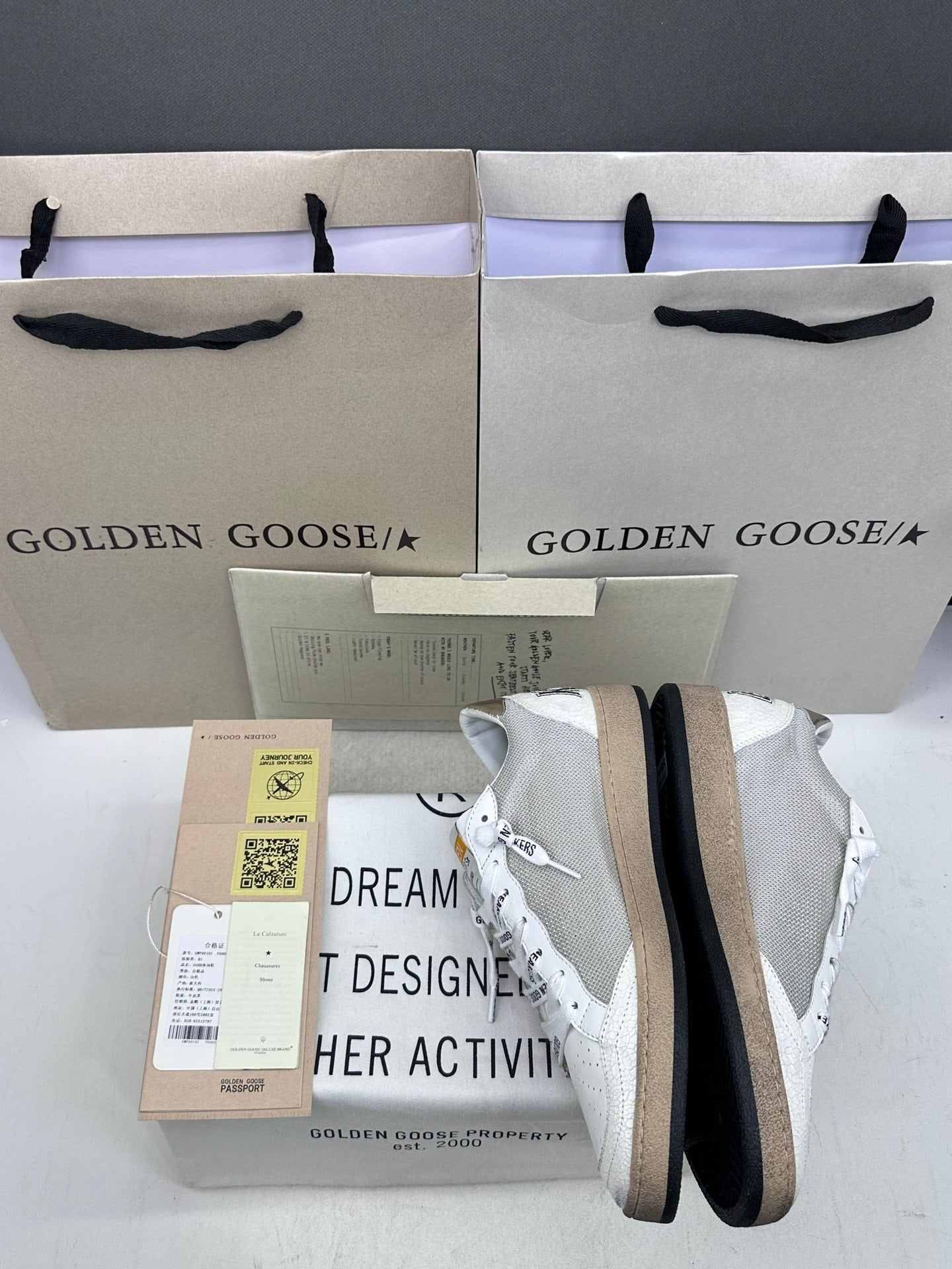 Golden Goose Ball-Star 'Mesh Signature Leather Red Star Gold Tab'