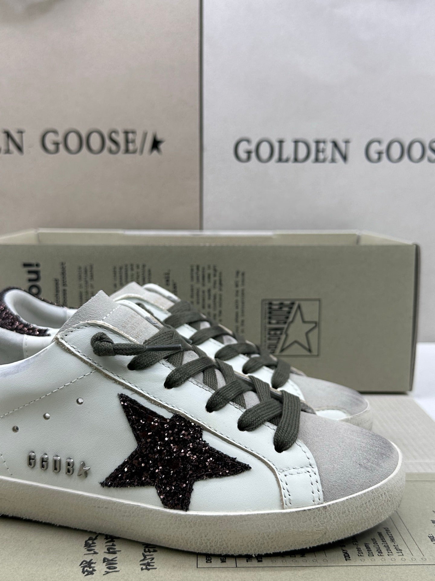 Golden Goose Super-Star 'Dark Glitter Star & Heel Tab'