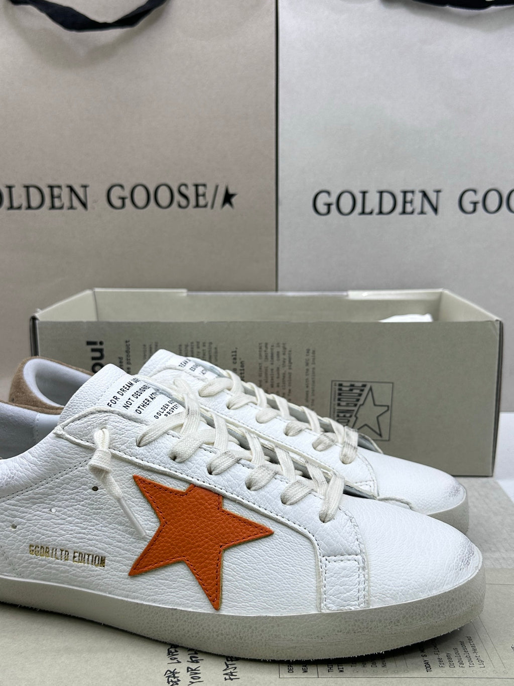 Golden Goose Super-Star 'Orange Star/Beige Tab'