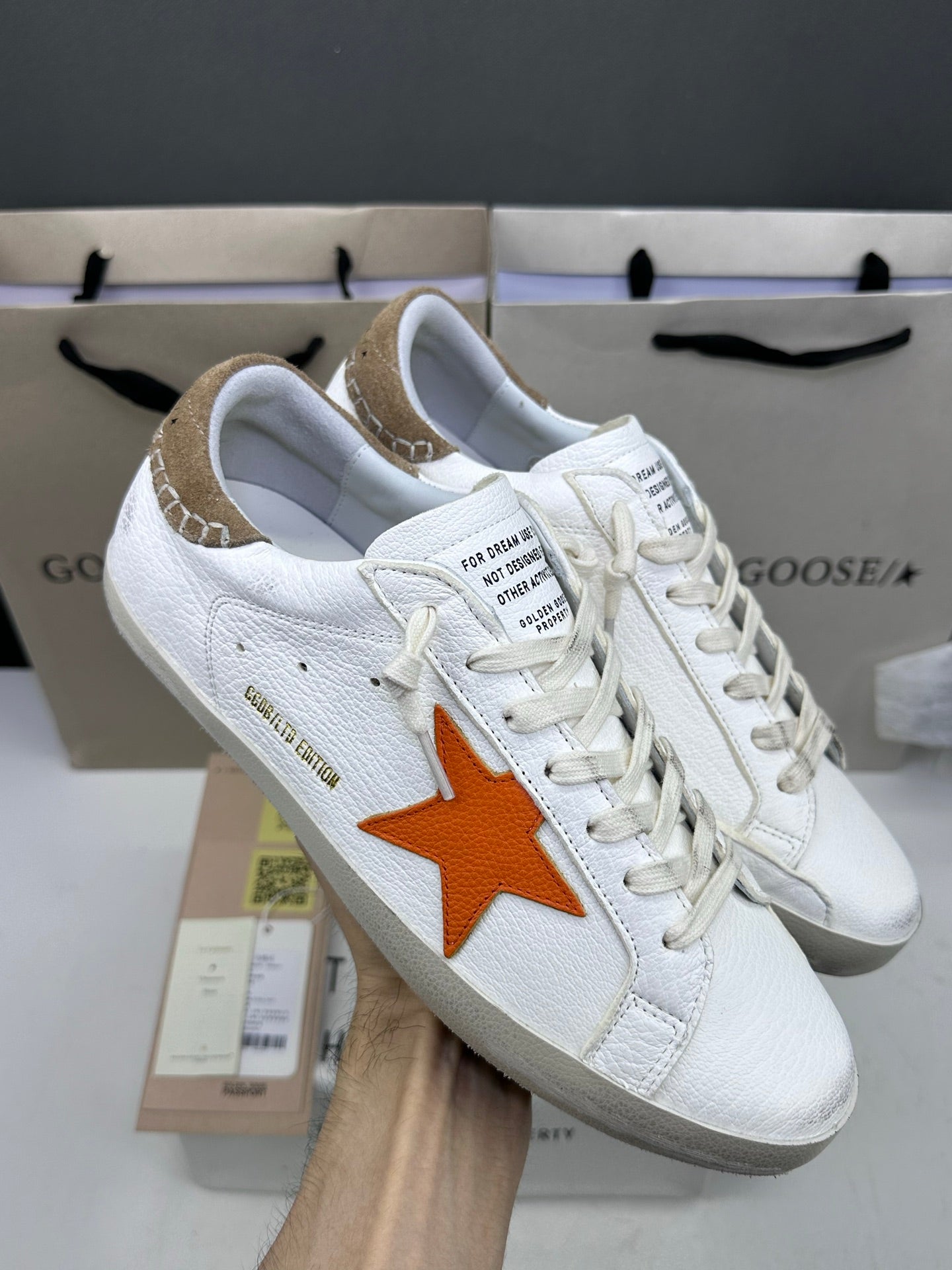 Golden Goose Super-Star 'Orange Star/Beige Tab'