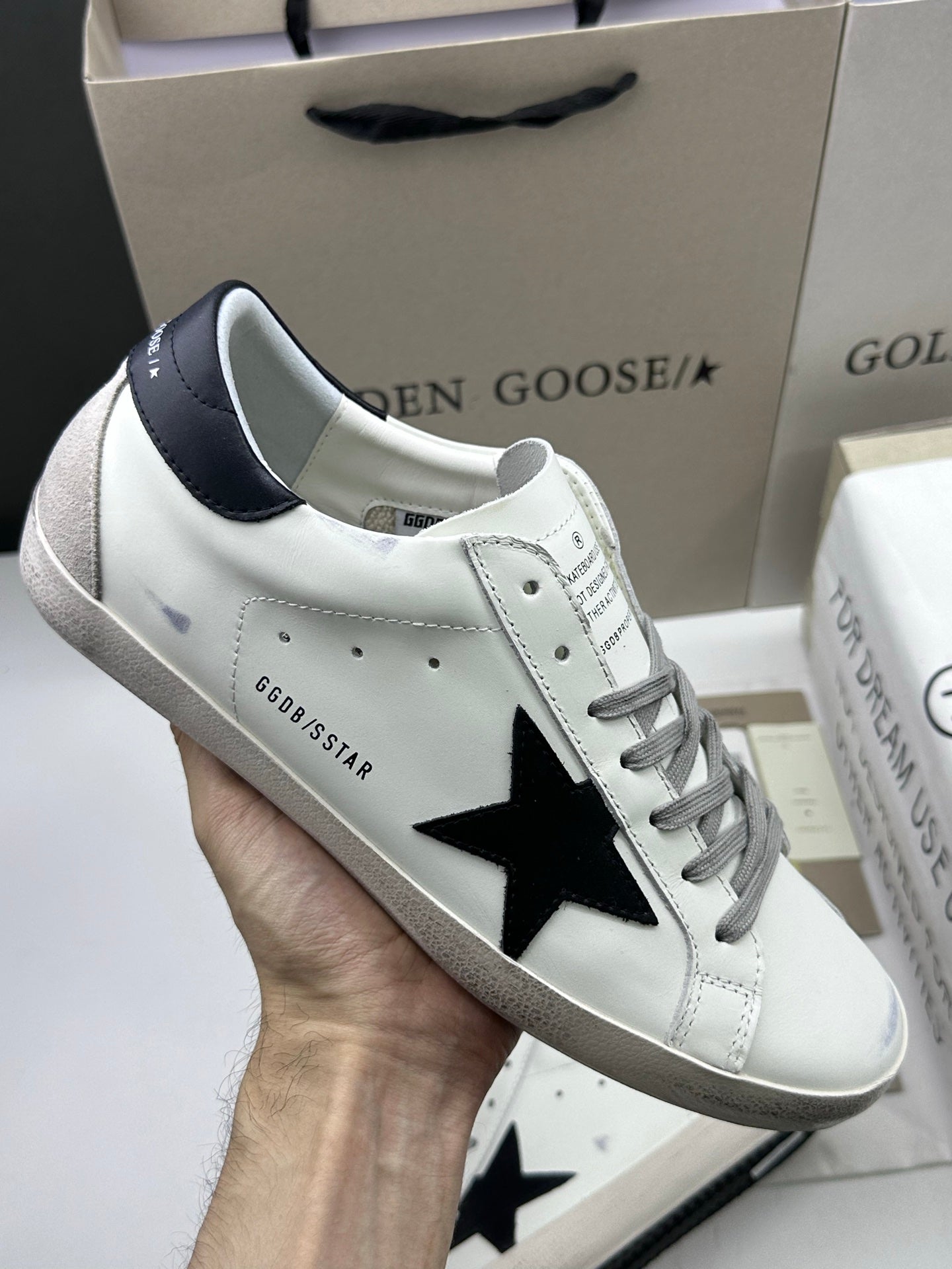 Golden Goose Super-Star 'Black Suede Star/Black Leather Heel Tab'