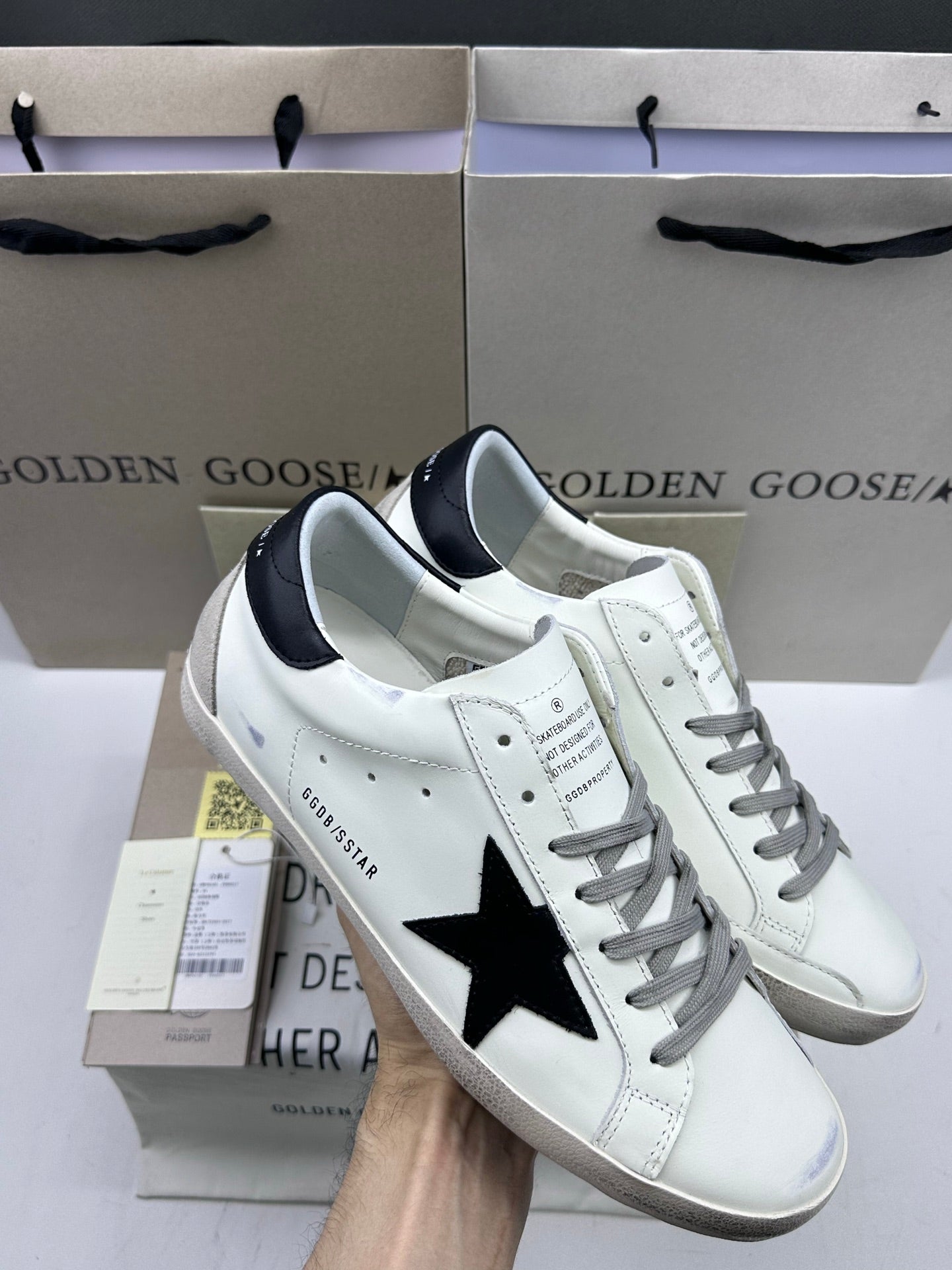 Golden Goose Super-Star 'Black Suede Star/Black Leather Heel Tab'