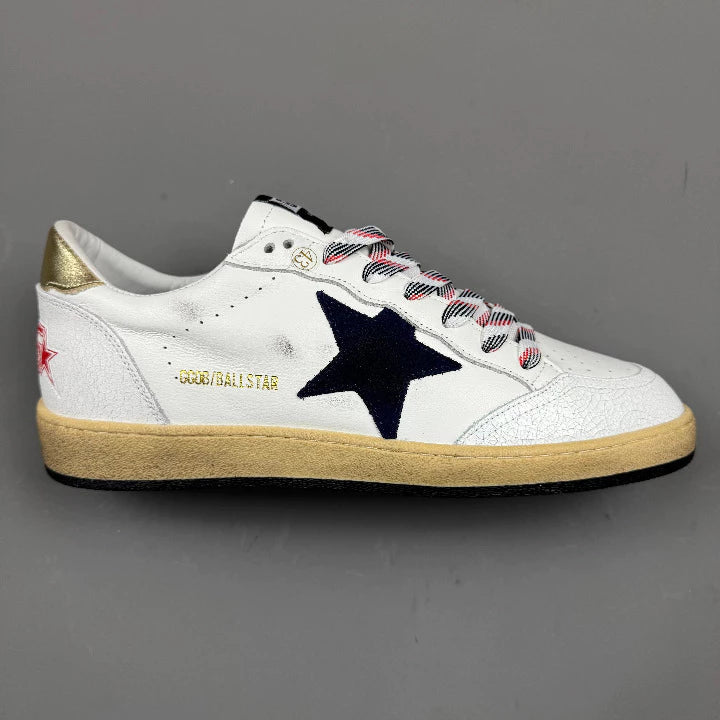 Golden Goose Ball-Star 'Suede Navy Star/ Metallic Gold Tab'