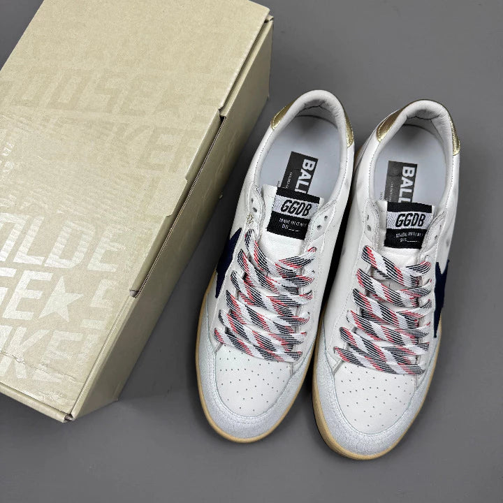 Golden Goose Ball-Star 'Suede Navy Star/ Metallic Gold Tab'