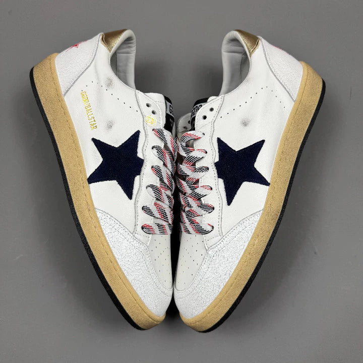 Golden Goose Ball-Star 'Suede Navy Star/ Metallic Gold Tab'