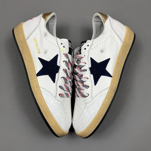 Golden Goose Ball-Star 'Suede Navy Star/ Metallic Gold Tab'