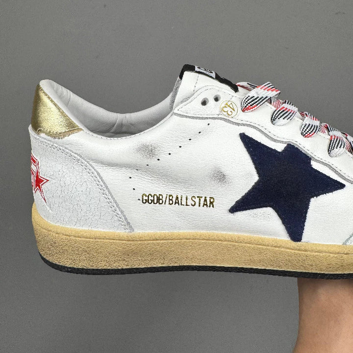 Golden Goose Ball-Star 'Suede Navy Star/ Metallic Gold Tab'