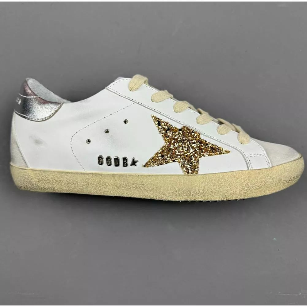 Golden Goose Super-Star 'Gold Glitter Star/Silver Heel Tab'